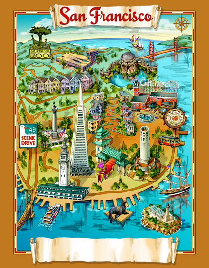 Area attraction bird's eye view illustrative maps