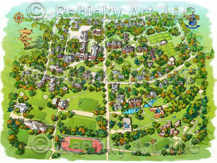 illustrations of birds. Campus Map Illustration