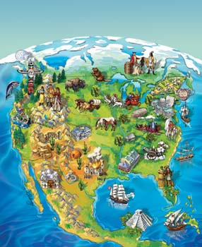 Grade-5 Social Studies Florida Cover map by illustrator Maria Rabinky