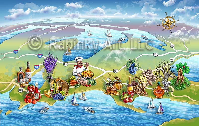 Lake Erie Food Illustrated Map